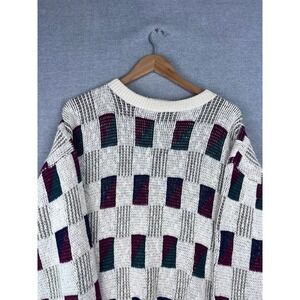 Peconic Bay Traders Vintage 90s Geometric Cotton Knit Sweater Mens L USA Made